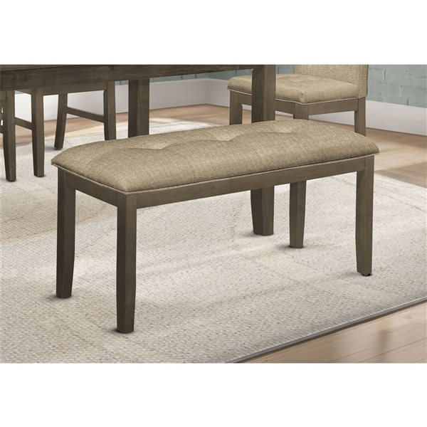 Monarch Specialties Wood Bench w/ Fabric Upholstery 44-in - Brown