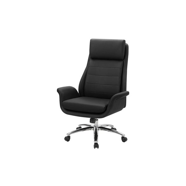 Monarch Specialties Ergonomic Swivel Office Chair w/ Leather Look and Adjustable Height - Black