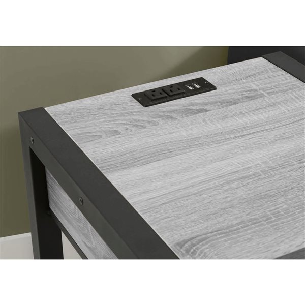 Monarch Specialties Wood Accent Table w/ Drawer and Metal Legs 24-in - Contemporary - Grey
