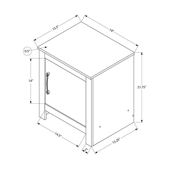Monarch Specialties Wood Accent Table w/ Door 22-in - Rustic Grey