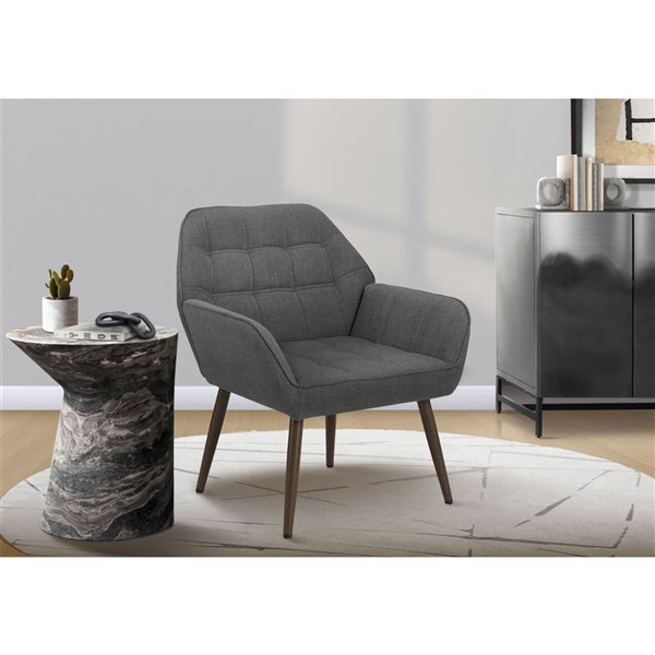 Monarch Specialties Modern Accent Chair w/ Metal Legs and Fabric Upholstery 29-in - Light Grey