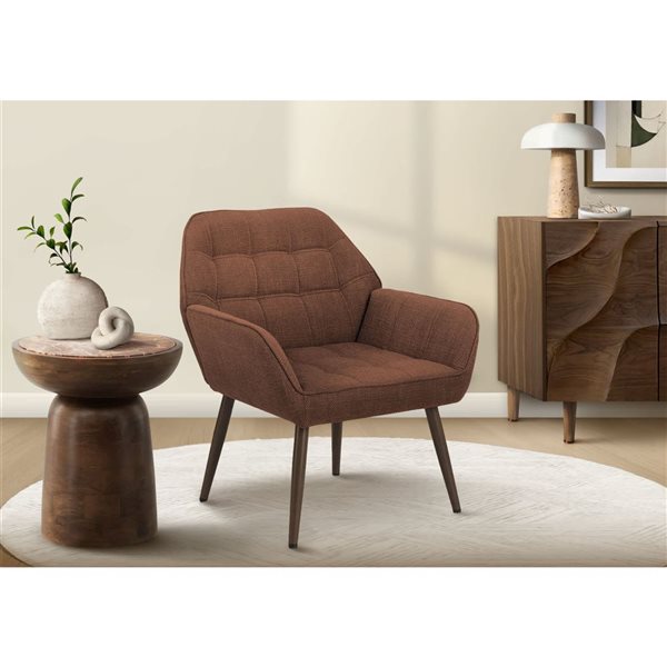 Monarch Specialties Modern Accent Chair w/ Metal Legs and Fabric Upholstery 29-in - Rust