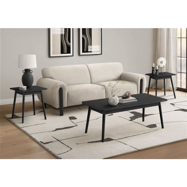 Monarch Specialties Mid-Century 3-Pcs Coffee Table Set - Black