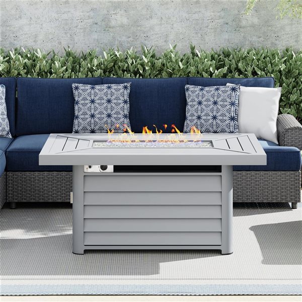 Sirio Wevok 50,000-BTU Grey Aluminum Rectangle Fire Pit Table