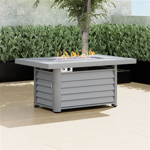 Sirio Wevok 50,000-BTU Grey Aluminum Rectangle Fire Pit Table