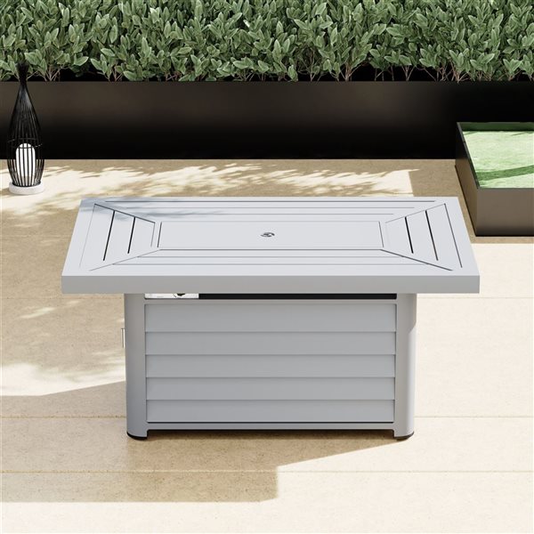 Sirio Wevok 50,000-BTU Grey Aluminum Rectangle Fire Pit Table