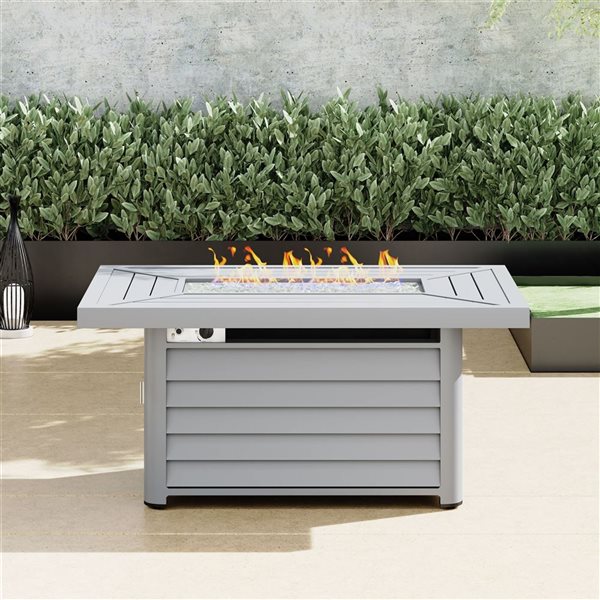 Sirio Wevok 50,000-BTU Grey Aluminum Rectangle Fire Pit Table