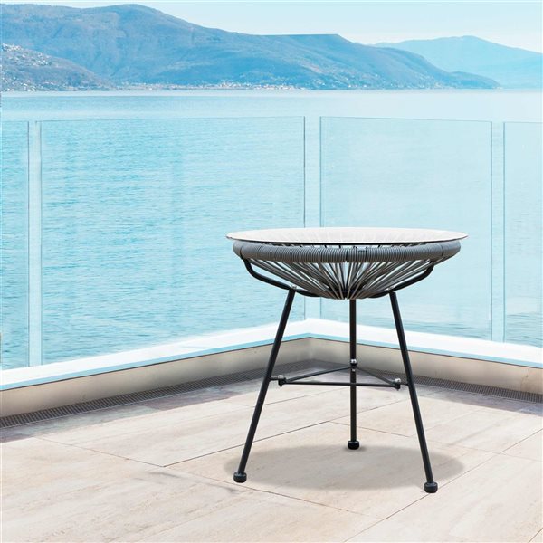 Sirio Sarcelles Grey Wicker Round Patio Table