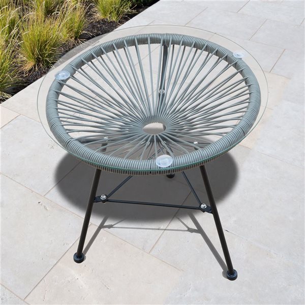Sirio Sarcelles Grey Wicker Round Patio Table