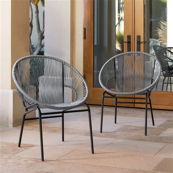 Sirio Sarcelles 2-Pack Grey Wicker Patio Chairs