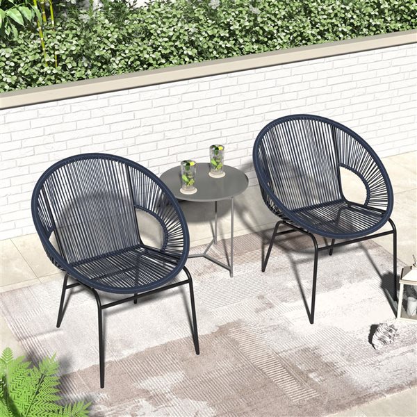 Sirio Sarcelles 2-Pack Dark Blue Wicker Patio Chairs