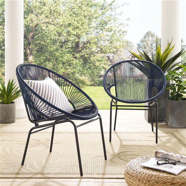 Sirio Sarcelles 2-Pack Dark Blue Wicker Patio Chairs