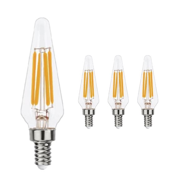 TorontoLed Prismatic Candelabra LED Filament Bulb 2700K 500 Lumens 5 W E12 - 3-Pack