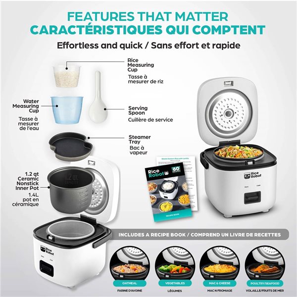 Rice Robot 1-L Rice Cooker with Nonstick Inner Pot