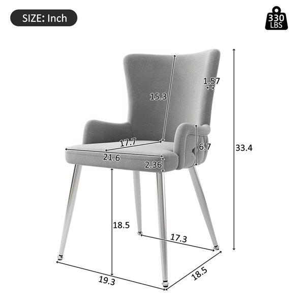 Clihome Grey Dining Room Set with Extendable Round Dining Table and White Velvet Tufted Chairs - 5-Piece