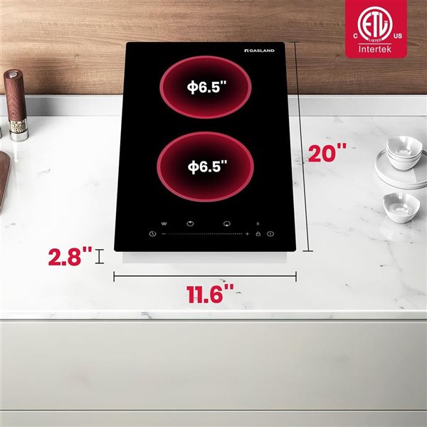 GASLAND 12-in 2-Element Radiant Black Electric Cooktop
