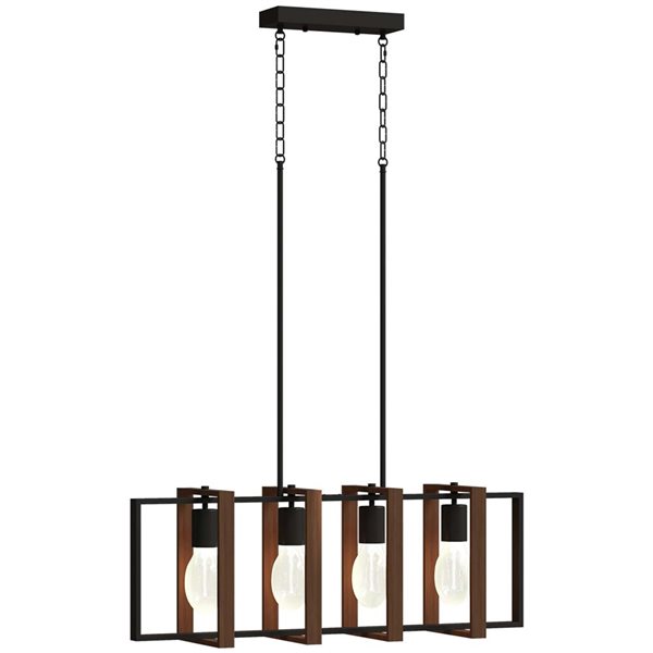 HOMCOM 4-Light Pendant Light w/ 4 Rotatable Frames - Walnut
