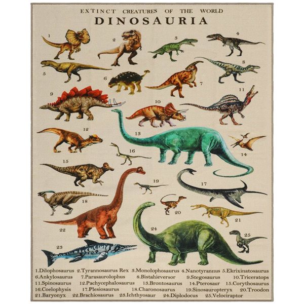 Qaba Large Play Mat For Toddlers w/ Dinosaur Motifs 79 x 59-in - Khaki