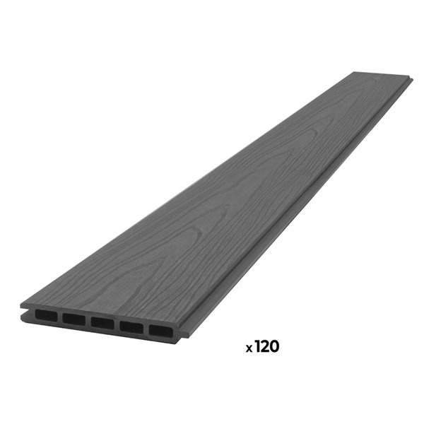 everhome 5.91 x 5.91-ft Frost Grey Co-Extruded Woodgrain Composite Fence Panel - 10-Pack