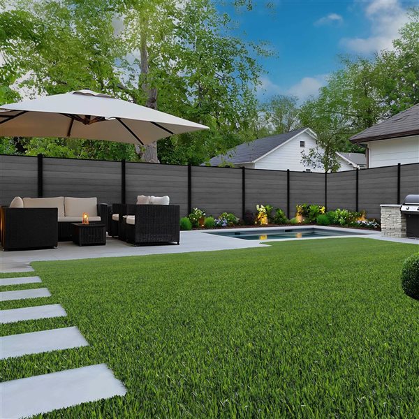 everhome 5.91 x 5.91-ft Manhattan Grey Co-Extruded Composite Fence Panel - 5-Pack