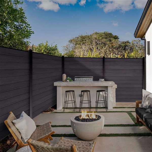 everhome 5.91 x 5.91-ft Midnight Grey Co-Extruded Composite Fence Panel - 5-Pack