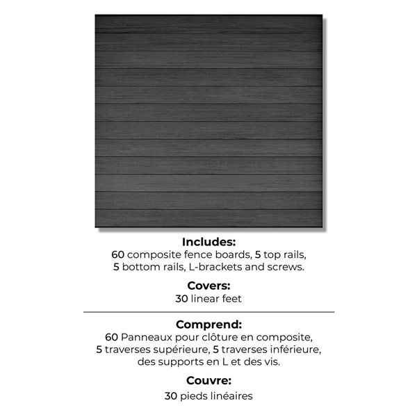 everhome 5.91 x 5.91-ft Midnight Grey Co-Extruded Composite Fence Panel - 5-Pack