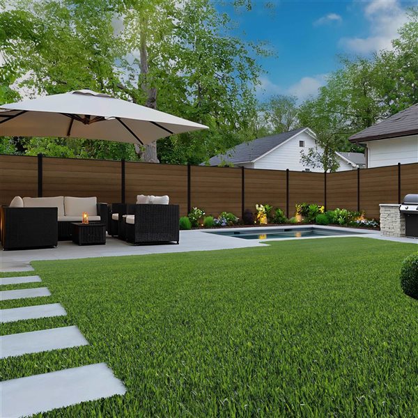 everhome 5.91 x 5.91-ft Savannah Brown Co-Extruded Composite Fence Panel - 5-Pack