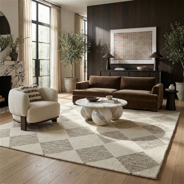 Rug Branch Sepia 9 x 12-ft Beige/Brown Contemporary Geometric Indoor Rectangular Area Rug