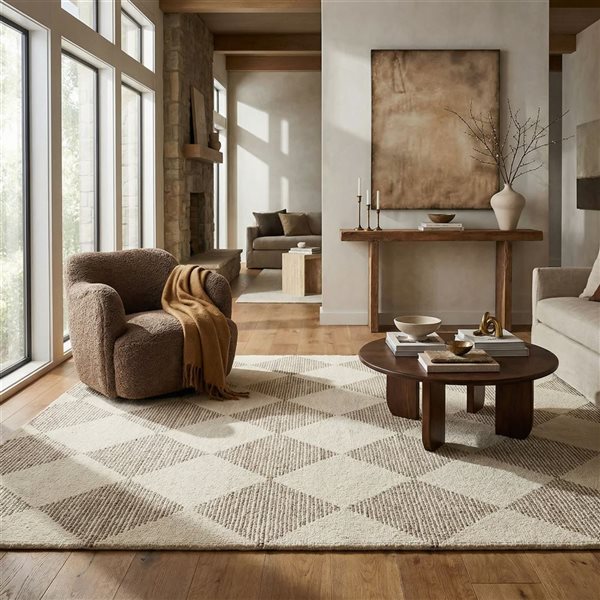 Rug Branch Sepia 9 x 12-ft Beige/Brown Contemporary Geometric Indoor Rectangular Area Rug