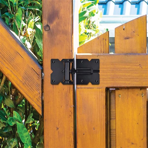 Nuvo Iron 2-Piece Heavy-Duty Adjustable Galvanized Steel Self-Closing Gate Hinge