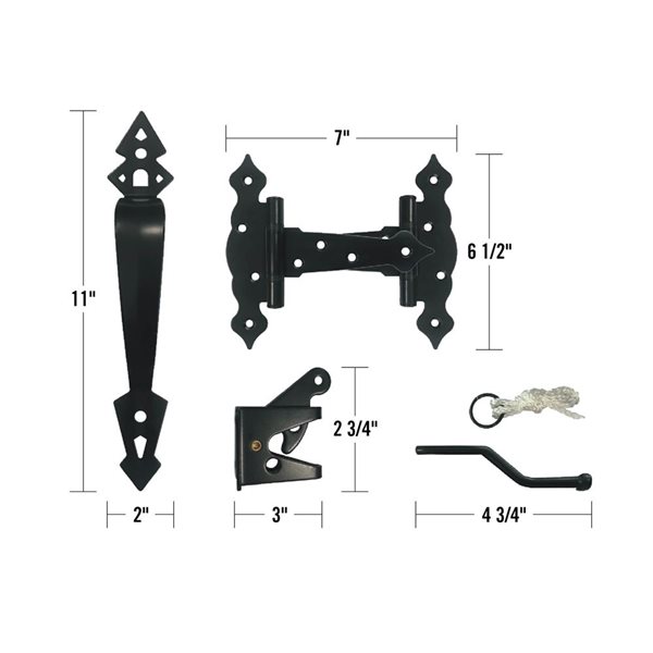 Nuvo Iron 5-Piece 5-in Galvanized Steel Gate Hardware Kit