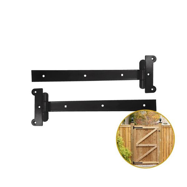 Nuvo Iron 2-Piece 12-in Black Galvanized Steel Exterior Gate Strap Hinge