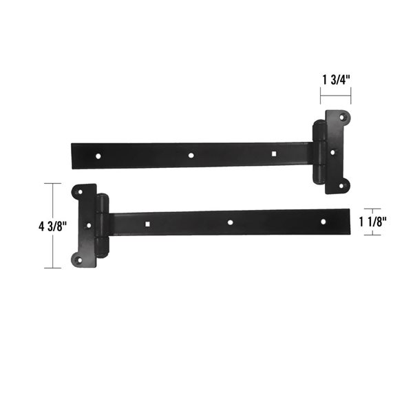 Nuvo Iron 2-Piece 12-in Black Galvanized Steel Exterior Gate Strap Hinge