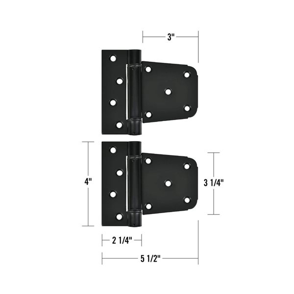 Nuvo Iron 2-Piece 4-in Black Galvanized Steel Self-Closing Gate Hinge