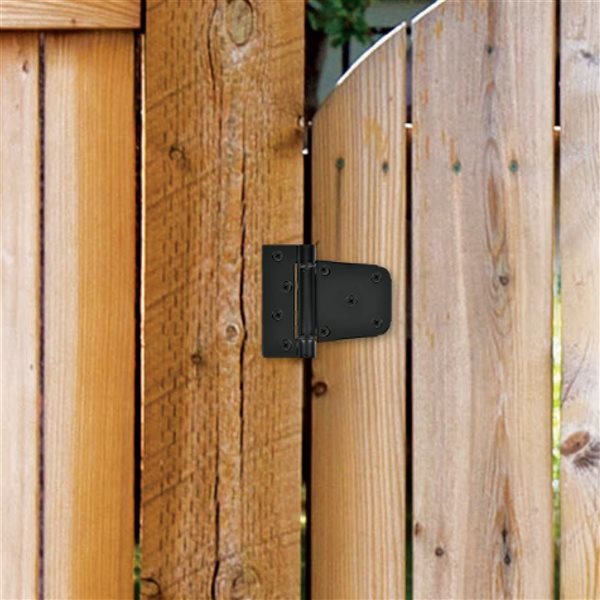 Nuvo Iron 2-Piece 4-in Black Galvanized Steel Self-Closing Gate Hinge