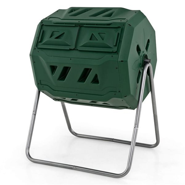 Costway 40-Gallon Green Rotating Compost Bin with Dual Chamber