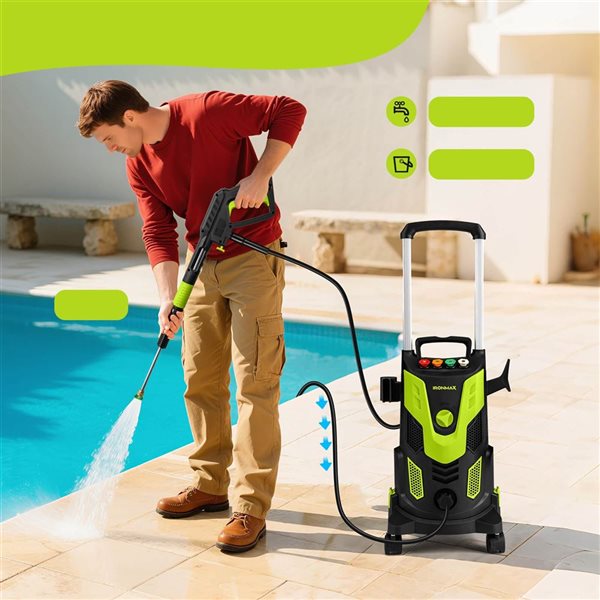 Costway Ironmax Green Electric Pressure Washer with 4 Nozzles, Soap Bottle and Lockable Wheels