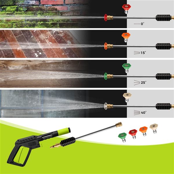 Costway Ironmax Green Electric Pressure Washer with 4 Nozzles, Soap Bottle and Lockable Wheels