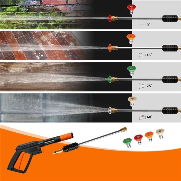 Costway Ironmax Orange Electric Pressure Washer with 4 Nozzles, Soap Bottle and Lockable Wheels