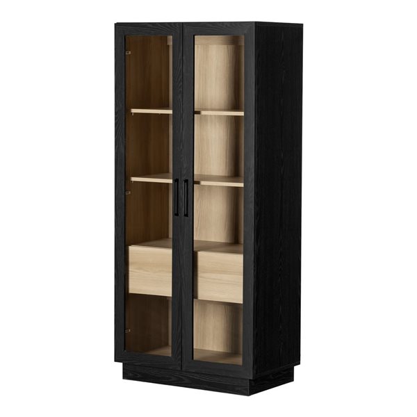 South Shore Furniture Arum Black Oak and Natural Ash Contemporary 2-Door Kitchen Cabinet with Doors