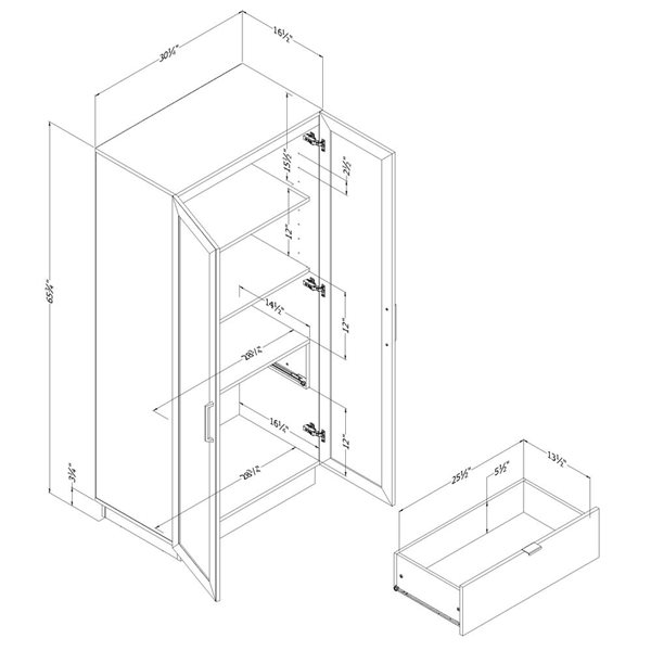 South Shore Furniture Arum Black Oak and Natural Ash Contemporary 2-Door Kitchen Cabinet with Doors