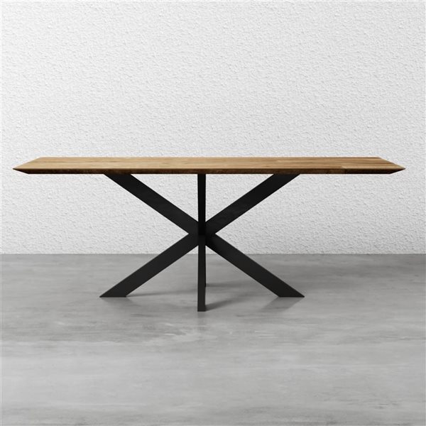 Urban Woodcraft Kolt 8-Seat Dining Table w/ Teak Wood Top and Cross Legs Base 83-in - Natural