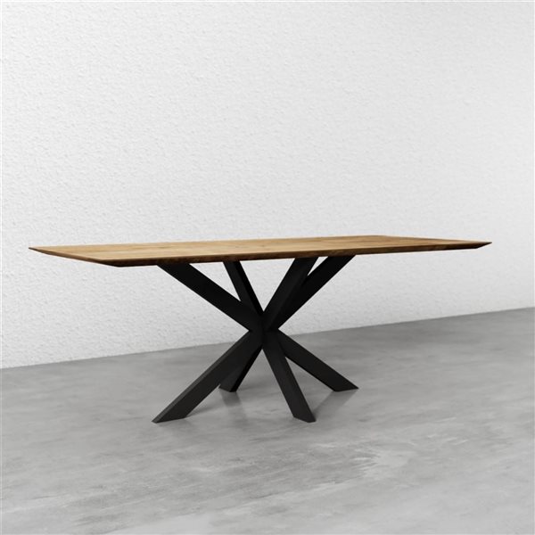Urban Woodcraft Kolt 8-Seat Dining Table w/ Teak Wood Top and Cross Legs Base 83-in - Natural