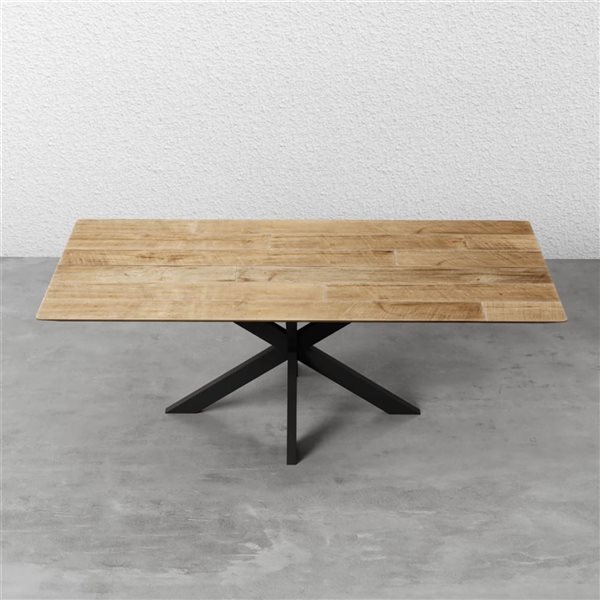 Urban Woodcraft Kolt 8-Seat Dining Table w/ Teak Wood Top and Cross Legs Base 83-in - Natural