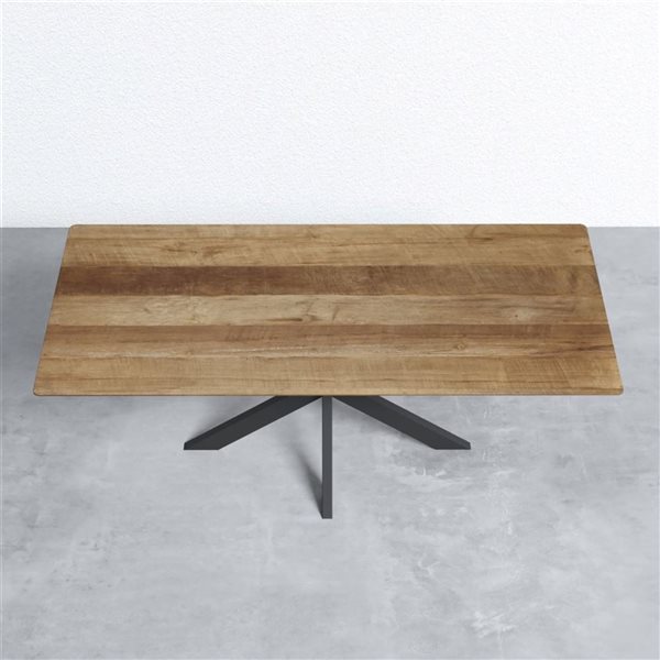 Urban Woodcraft Kolt 8-Seat Dining Table w/ Teak Wood Top and Cross Legs Base 83-in - Natural