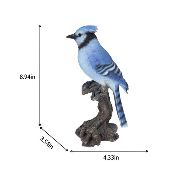 SoReal Blue Jay on Stump Decorative Figurine for Home and Garden