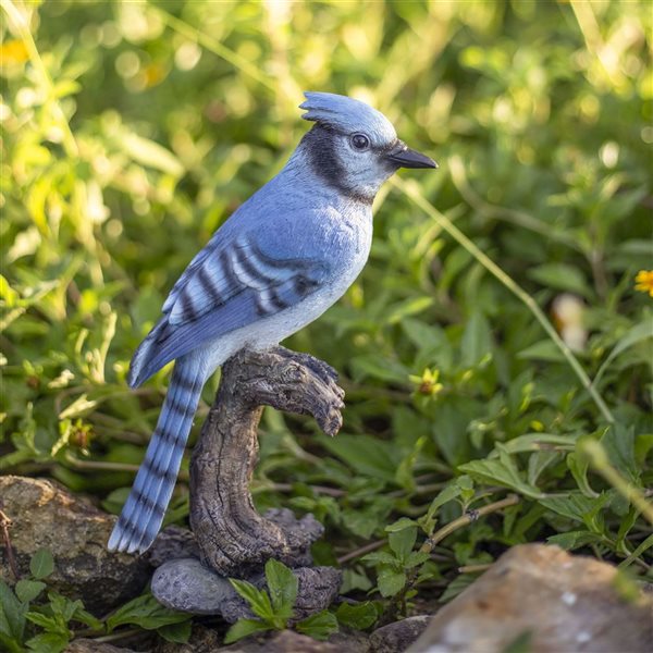 SoReal Blue Jay on Stump Decorative Figurine for Home and Garden