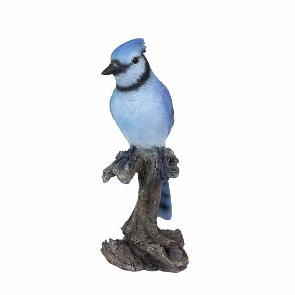 SoReal Blue Jay on Stump Decorative Figurine for Home and Garden