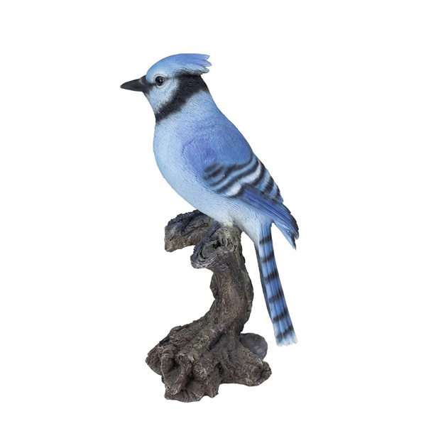 SoReal Blue Jay on Stump Decorative Figurine for Home and Garden