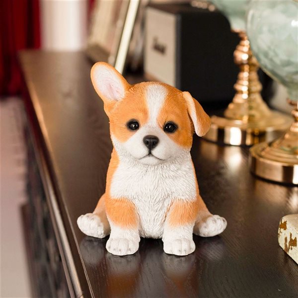 SoReal Corgi Decorative Puppy Figurine for Home and Office - Yellow